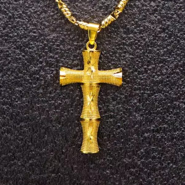 LIKEGOLD 24K Gold Plated Vietnamese Sand Gold Cross Necklace for Men and Women [Never Fades] - Image 7